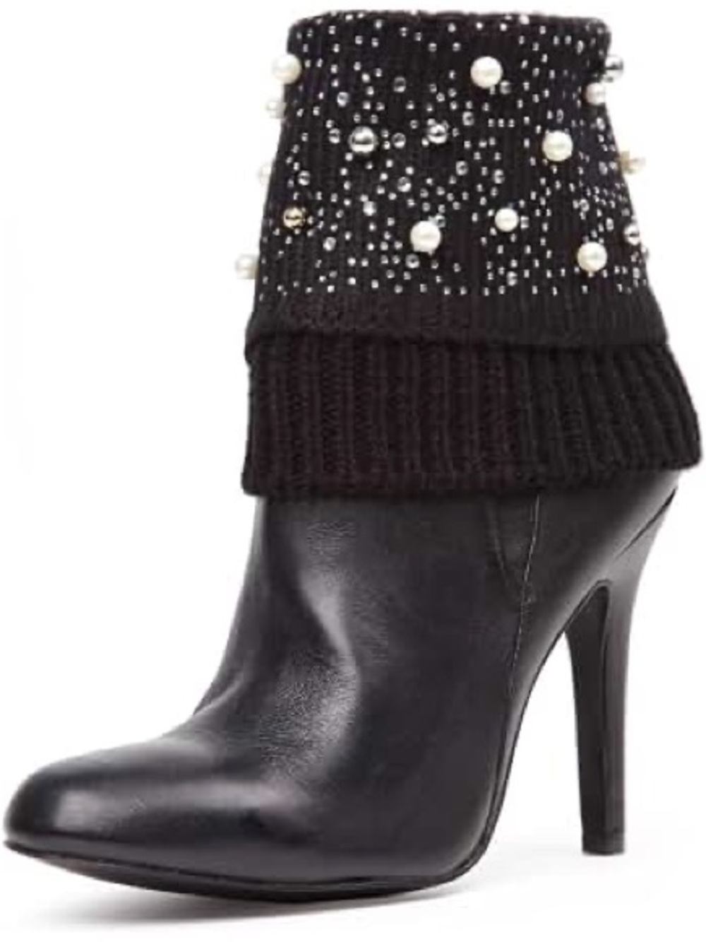 Black Ribbed Studded Boot Cuffs